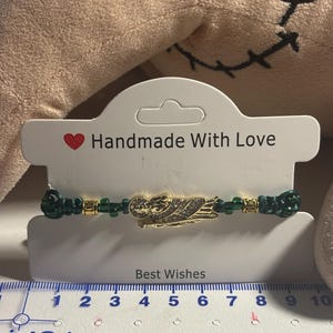 San Judas Tadeo Green Adjustable Bracelet