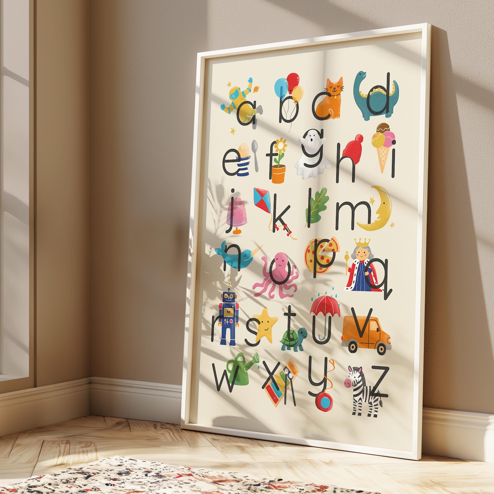 Alphabet Poster for Kids — Hand-drawn ABC Nursery Print, Vintage Style ...