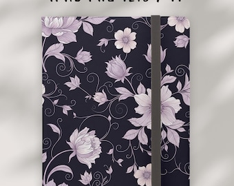 Floral iPad Pro Folio Case, Vegan Leather, Purple Accent
