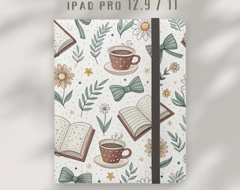 Botanical Vegan Leather iPad Case, Bookish Floral Cover for iPad Pro