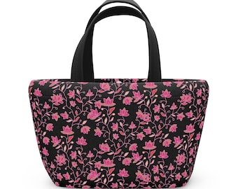 Midnight Botanical Insulated Lunch Tote, Dark Floral Neoprene Bag