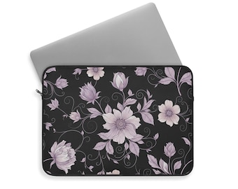 Lavender Floral Laptop Sleeve, Soft Girl Tech Case