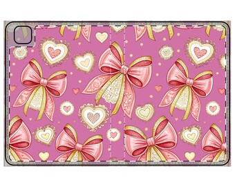 Pink Bow Hearts iPad Case | Tablet Cover, Soft Girl