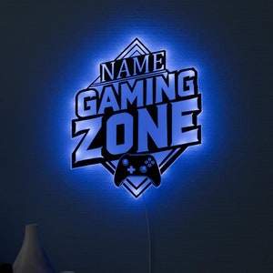 Lampe GamerTag personnalisée - parfaite comme lampe de jeu, cadeau pour joueur, cadeau pour fils, cadeau de jeu, enseigne de jeu vidéo ou veilleuse personnalisée