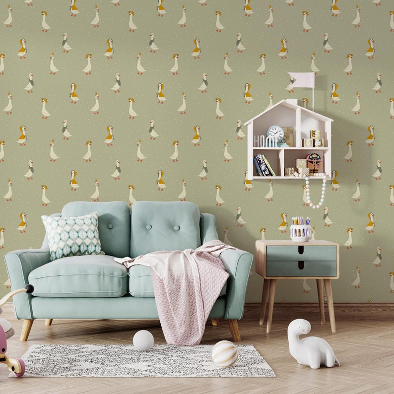 Farmhouse Goose Kids Wallpaper, Cute Peel and Stick Nursery Wall Decor ...