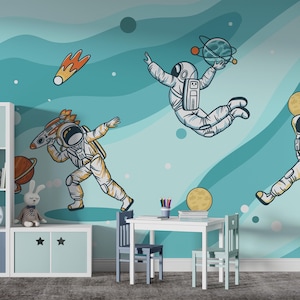Carta da parati Kids Space, adesivi murali per cameretta dei bambini, decorazioni per baby shower, regalo per neonato, carta da parati per bambini staccabile e attaccabile, carta da parati per bambini