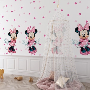 Minnie Mouse Kinderzimmer Tapete, Cartoon Tapete, Kinderzimmer Tapete, Mickey und Minnie Tapete, Babygeschenke