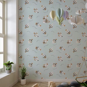 Carta da parati Kids Space, adesivi murali per cameretta dei bambini, decorazioni per baby shower, regalo per neonato, carta da parati per bambini staccabile e attaccabile, carta da parati per bambini