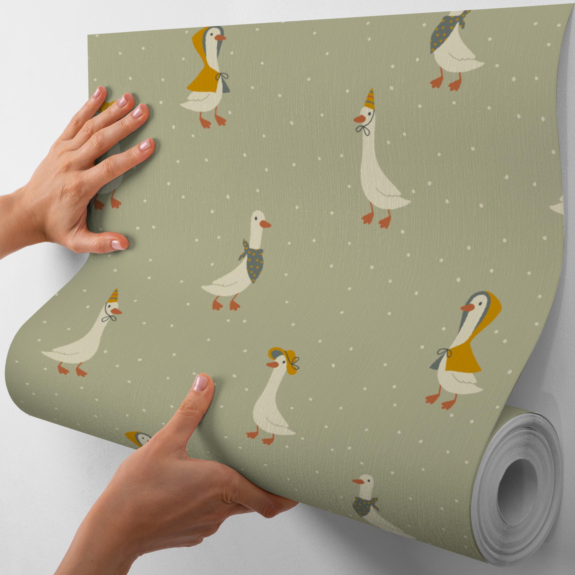 Farmhouse Goose Kids Wallpaper, Cute Peel and Stick Nursery Wall Decor ...
