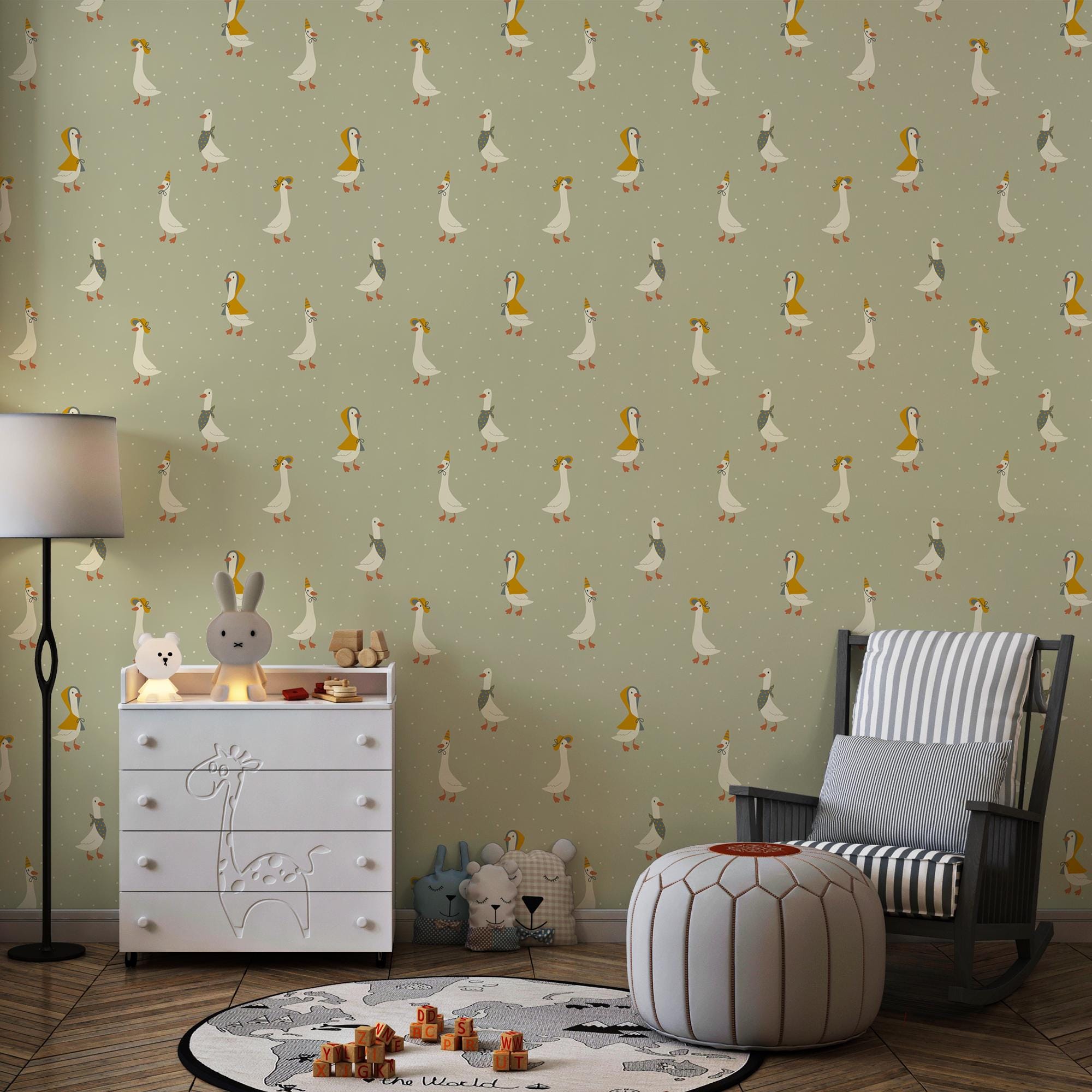 Farmhouse Goose Kids Wallpaper, Cute Peel and Stick Nursery Wall Decor ...