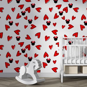 Minnie Mouse Kids Room Wallpaper ,Cartoon Wallpaper,  Kids Room Wallpaper, Mickey and Minnie Wallpaper, Baby Gifts