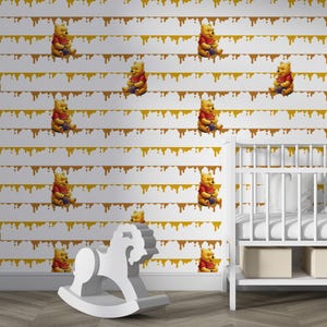 Papel tapiz para habitación de bebé de Winnie the Pooh, papel tapiz de dibujos animados, papel tapiz para habitación de niños, decoración de habitación de bebé, mural de pared de Winnie the Pooh