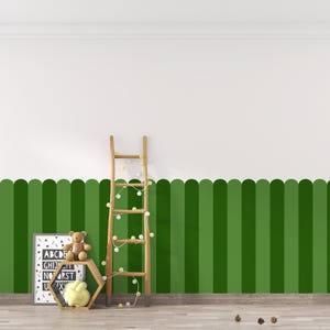 Scalloped Wallpaper stripes Green, peel and stick wallpapaer, vintage style wallpaper, nursery decor