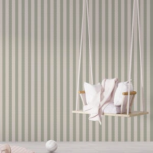 Striped Fabric Wallpaper, Removable wallpaper sage green stripes, Vintage Stripe Wallpaper,  Custom Color Wallpaper , Striped Wallpaper