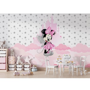 Minnie Mouse Kids Room Wallpaper ,Cartoon Wallpaper,  Kids Room Wallpaper, Mickey and Minnie Wallpaper, Baby Gifts, Castle Wall Decal