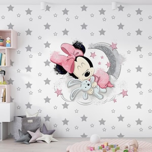 Minnie Mouse Kids Room Wallpaper ,Cartoon Wallpaper,  Kids Room Wallpaper, Mickey and Minnie Wallpaper, Baby Gifts, Castle Wall Decal