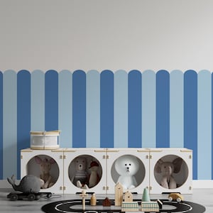 Striped Blue Peel & Stick Wallpaper, plastic-free and easy to use Peel and Stick and Traditional Wallpaper