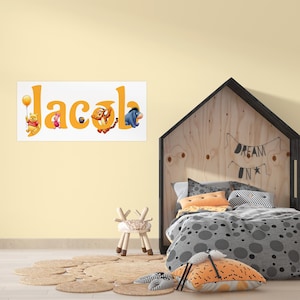 Adesivo da parete con nome personalizzato Winnie the Pooh, adesivo da parete classico Winnie, adesivo da parete per la cameretta dei bambini, adesivo per la cameretta dei bambini