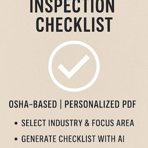 Custom Safety Inspection Checklist | OSHA-Based | Personalized for Your Facility | PDF for Safety Managers & Small Businesses