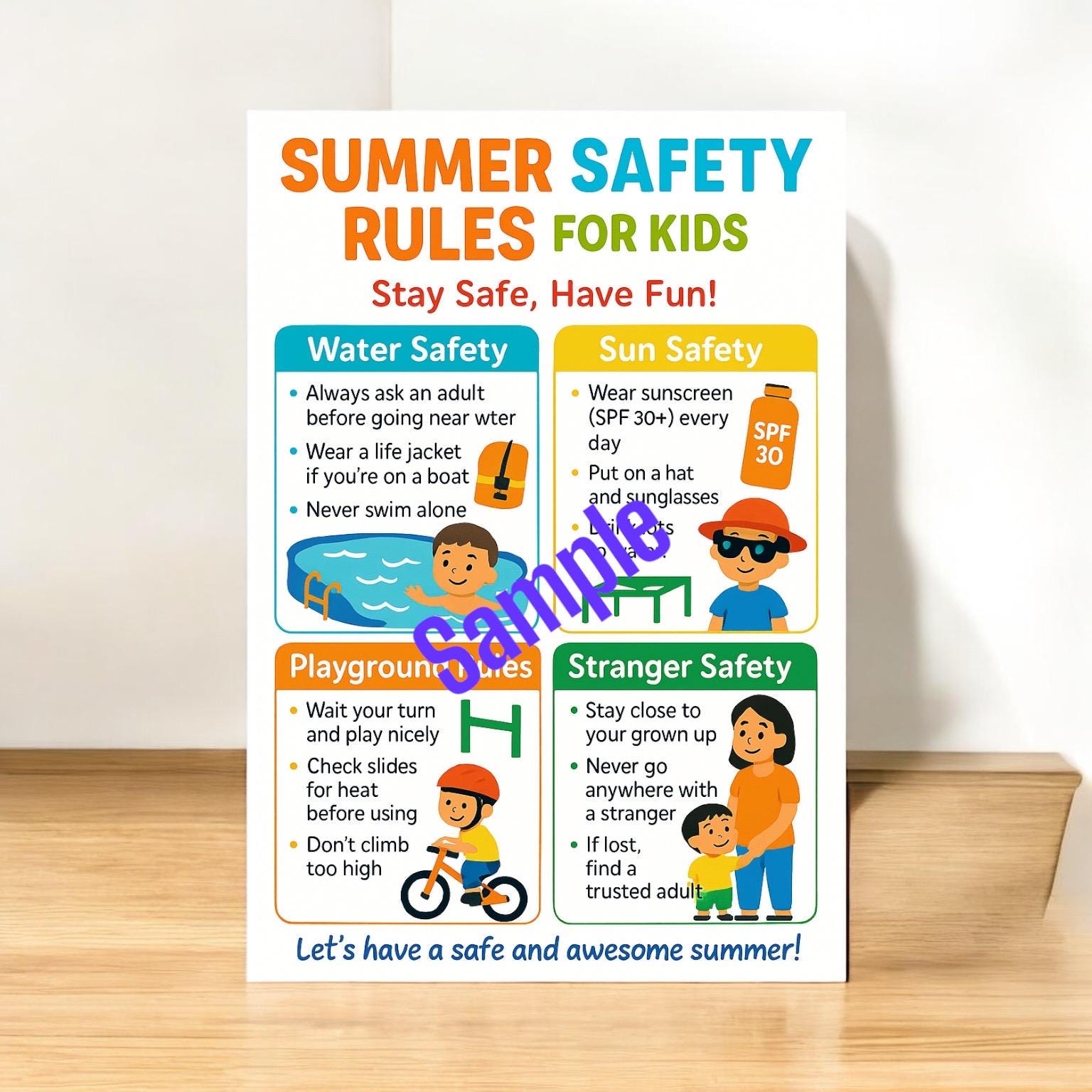 Summer Safety Rules Printable | Kids Safety Poster (PDF Download) - Etsy