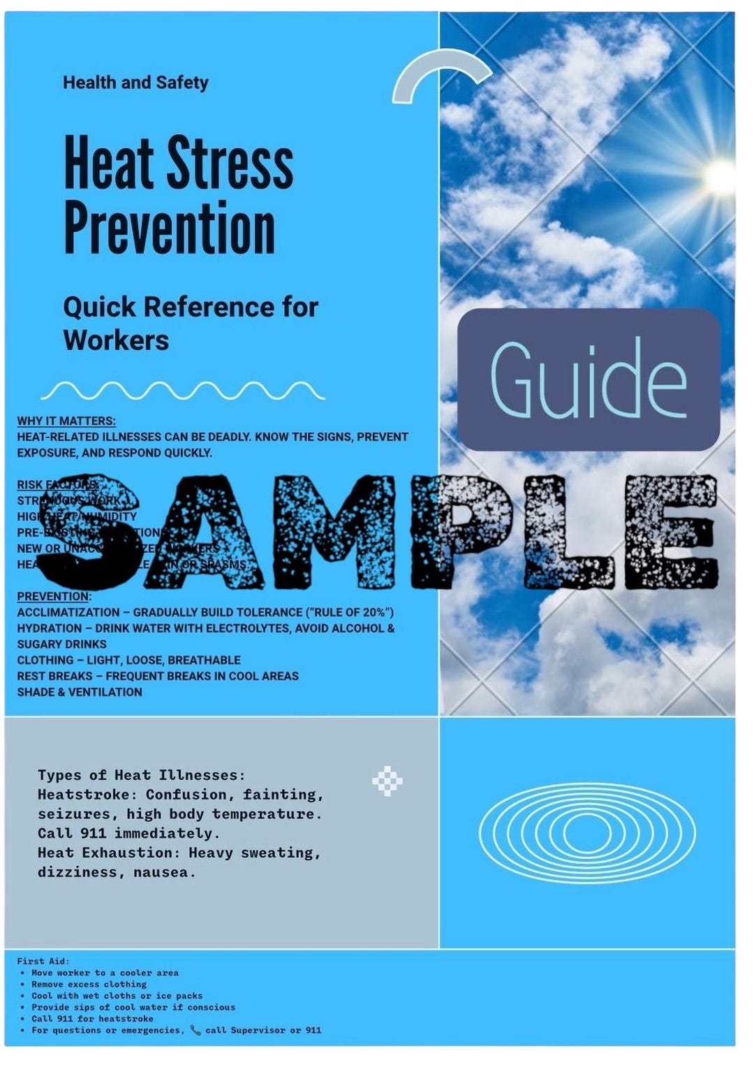 Heat Stress Safety Training Bundle Printable PDF Guide Training Video ...