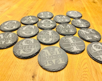 Slate coaster with name | Personalized glass coaster | Unique piece