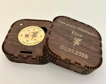 Tooth Fairy Coin in Personalized Wooden Box | First Baby Tooth Gift | Baby Tooth Keepsake | Tooth Fairy Gift with Name and Date