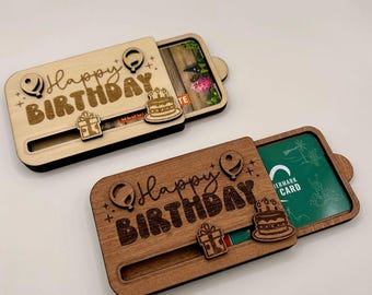 3D wooden gift card holder – voucher holder – card stand – handmade – customizable – cash gift packaging