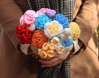 Ready-made crocheted bouquet for self-assembly, crocheted flowers, handmade crocheted flowers, design your own bouquet