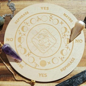 Pendulum Board for Divination – Witchy Dowsing Board | Yes/No Spirit Board | Crystal Pendulum Mat | Witchcraft Tools