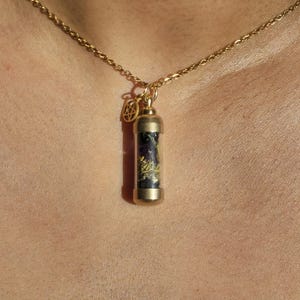 Mini Protection Spell Jar Necklace: Amethyst, Obsidian, Pentagram Charm