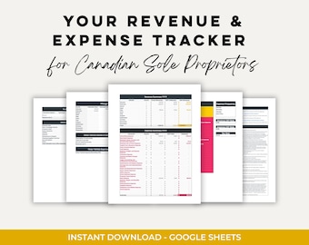 Canadian Sole Proprietor Tax Spreadsheet, Income Expense Tracker (Google Sheets Download)