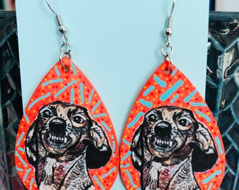 Bucky the Weenie Dog Drop Earrings