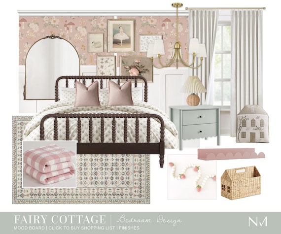 Fairy Cottage Girls Room E-Design Mood Board | Click-to-Buy Shopping List (PDF Download)