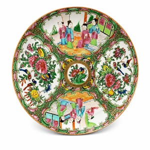 Antique Chinese Export Rose Medallion Thin Porcelain Plate - Qing Dynasty Circa