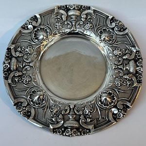 Antique Sterling Silver Tray - Plant Motifs - Art Nouveau - Art Deco - Sterling Silver Portuguese