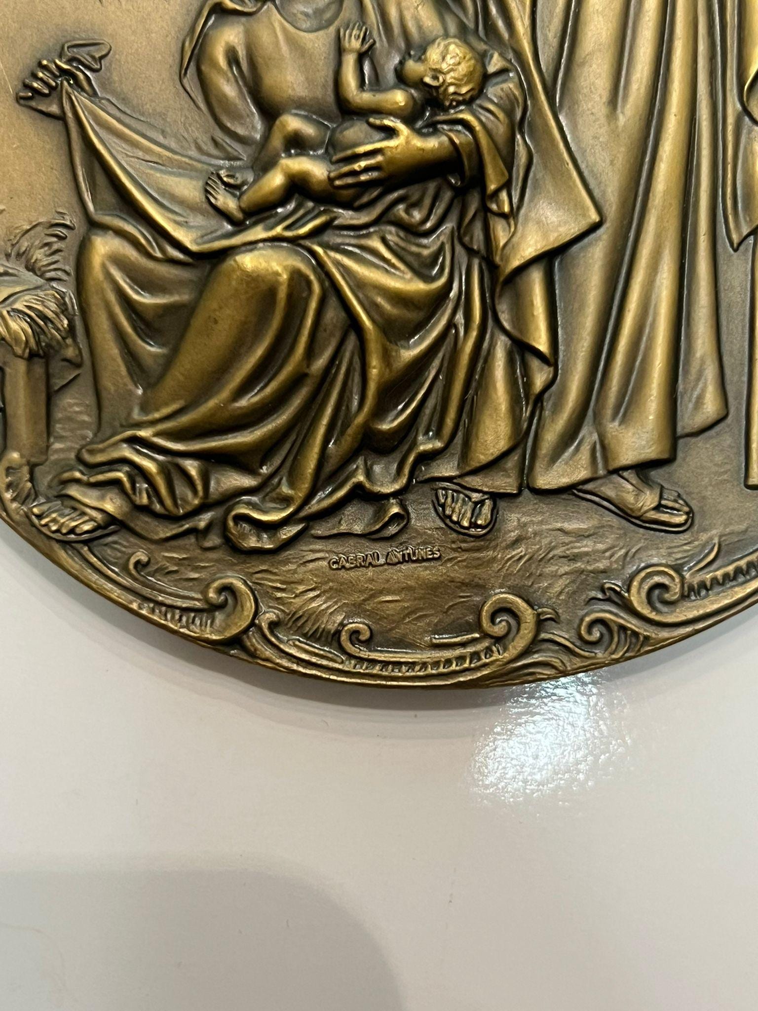 Vintage Bronze Medal by Christmas 1983 - Holy Family - Birth of