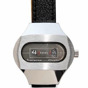 Vintage Lucerne Digital Jump Hour Watch - Leather Bracelet