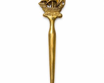 Antique/Vintage Letter Opener - Gold Plate - Nautical Ship