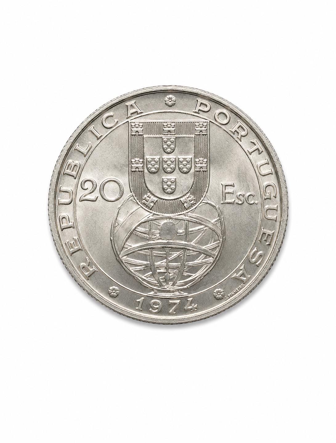 Vintage Portugal 20 Escudos 1953 Sterling Silver .800 Coin KM-585 - 25 Years of Renovation