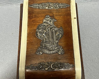 Antique/Vintage Deco Wood and Sterling Silver - Cigarette Box