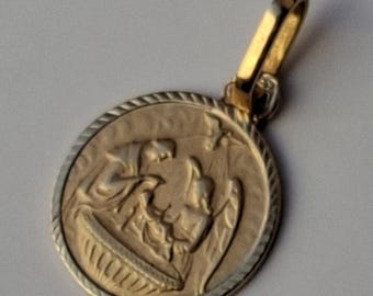 Vintage Portuguese Gold 19.2K Gold Pending/Pendant/Amulet Lucky Pendant - Metal - Miraculous Mary / Saint