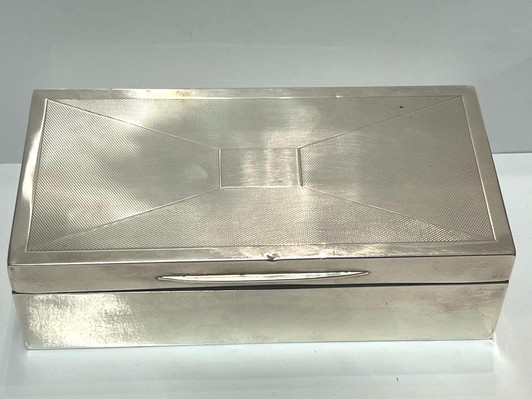 antique silver tobacco box Edwardian Sterling Antique tobacco Box, Kinta, lower