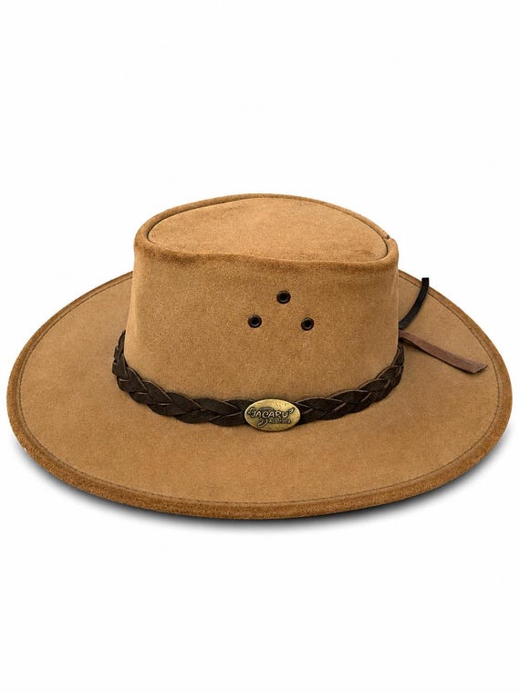 Vintage Jacaru Australia Wallaroo Suede Hat – Australian Outback Leather Cowboy Hat