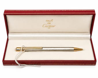 Must De Cartier Fountain Pen, Orange Marbled Lacquer, 18K Gold Nib