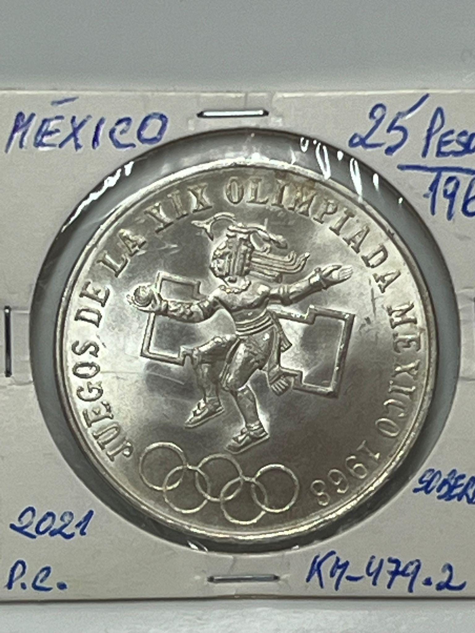 1968 Mexico Olympics - 25 Pesos Silver Coin Ley 0.720 - Mexican