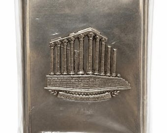 Antieke/vintage sigarettendoos van sterling zilver - Sterling zilver .833 Portugees - Diana's Tempel - Évora