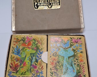 Vintage Playing Cards Double Hallmark Decoration Dog and Cat