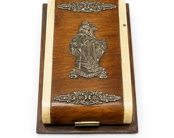 Antique/Vintage Deco Wood and Sterling Silver - Cigarette Box