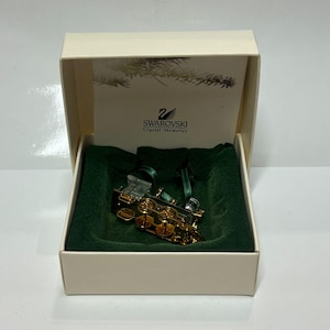 スワロフスキー製のクリスタルオブジェ「ミニトレインセット」 Swarovski Crystal Memories Classics Miniature Train/Gold Accents